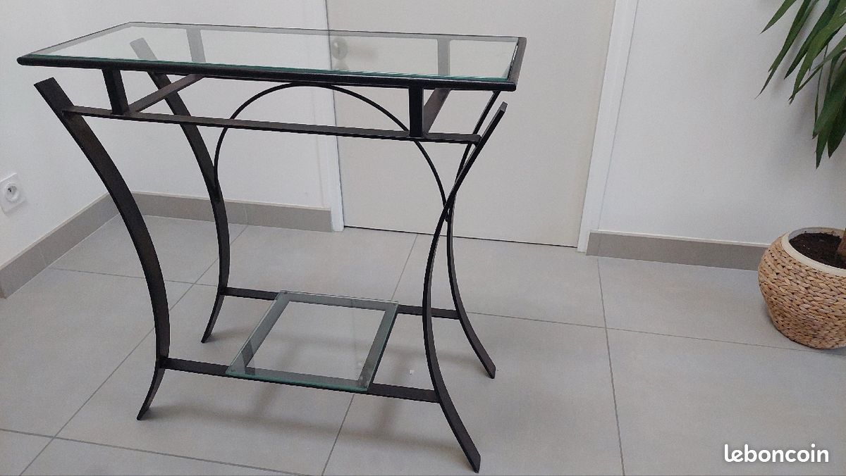 Ensemble fer forgé console + table salon (image 2)