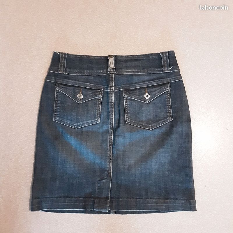 Jupe En Jean Denim Cache Cache - Taille 38, Bleu, Style Crayon, Longueur 34cm, Neuve Sans étiquette