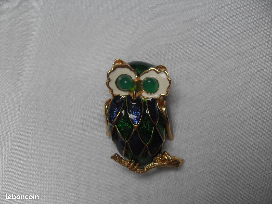 Broche Vintage CARVEN – Hibou Chouette En Alliage Doré – Bijou Rétro
