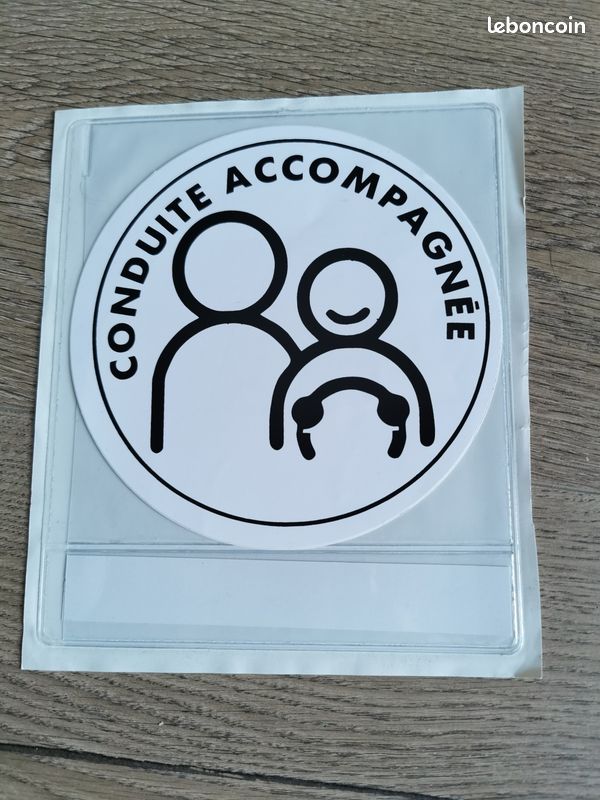 Kit 2 Pochettes Adhésives + 2 Disques Réversibles A/Conduite Accompagnée - Transparent, Fabriqué En France - Pour Voiture