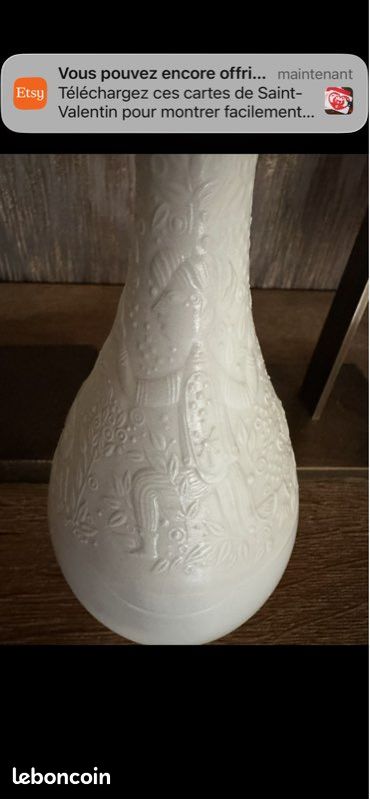 Vase Royal Copenhagen – Greenland Porcelaine blanche en relief – Modèle 5012 (image 2)