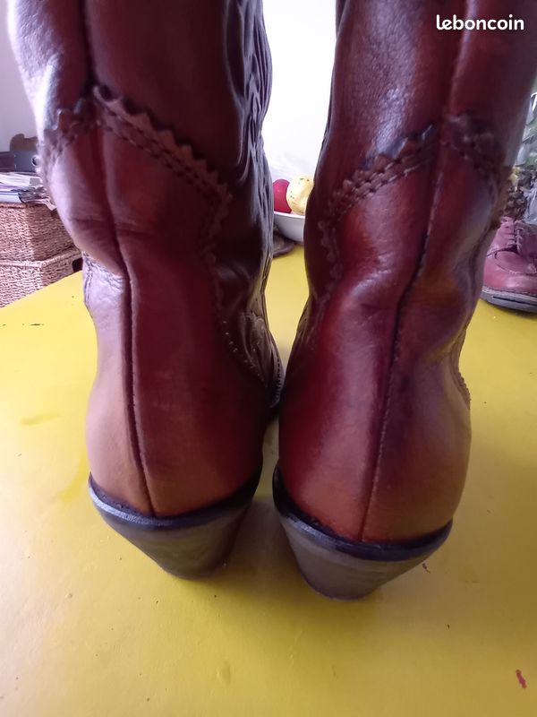 Bottes Vintage Balizza Italie 1982 - Cuir Marron, Taille 36.5, Talons Hauts