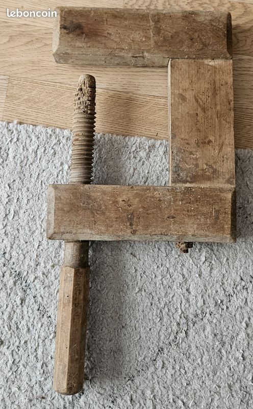 Étau Vintage En Bois – Serre-joints Années 30, Bel état, Outil Ancien De Menuiserie
