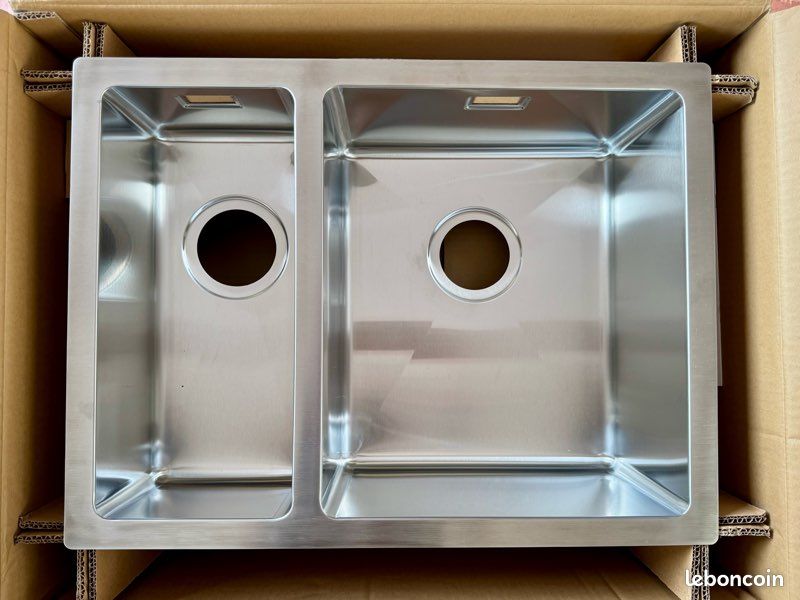 Évier sous plan inox 2 bacs 59x45 GROHE - NEUF jamais installé (image 1)