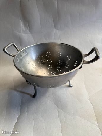 Ancienne Passoire égouttoir En Aluminium Vintage - Ustensile De Cuisine Authentique