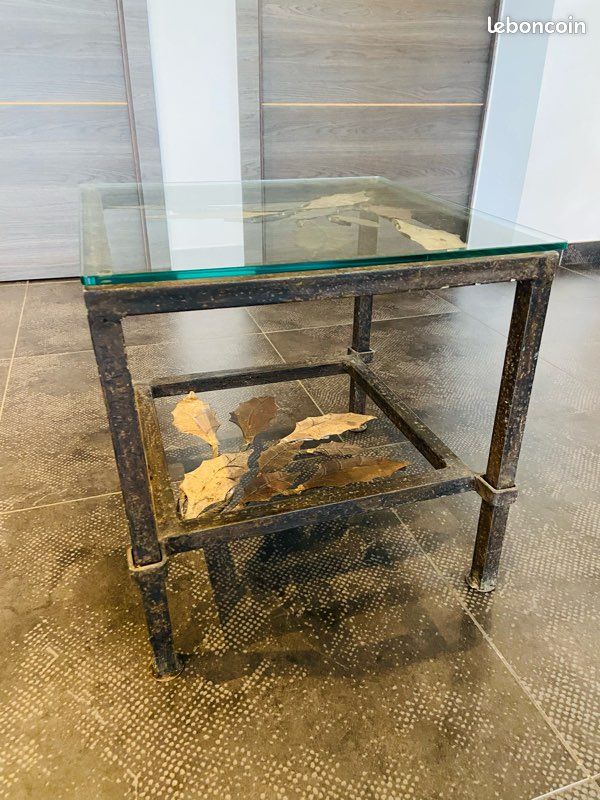 Table basse fer forgé et verre (image 1)