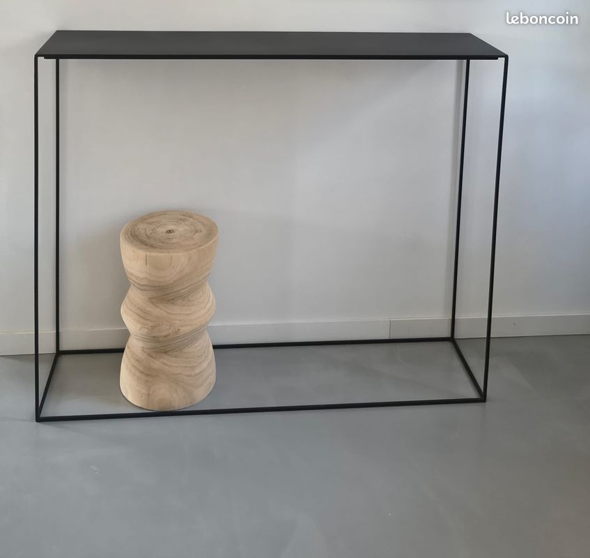 Console design métal noir Zeus 124 cm – style industriel minimaliste (image 1)