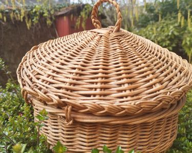 Ancienne Boîte à Jouets En Osier St Christophe Inn - Panier Rangement Vintage 58cm Haut