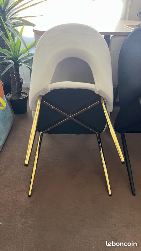 Lot 4/6/8/10 chaises velours beige - pieds noirs (image 7)