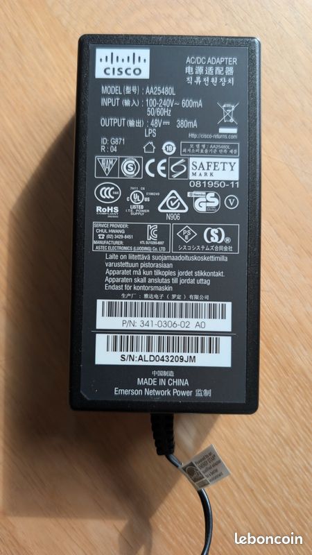 Bloc alimentation secteur PoE Cisco (image 1)