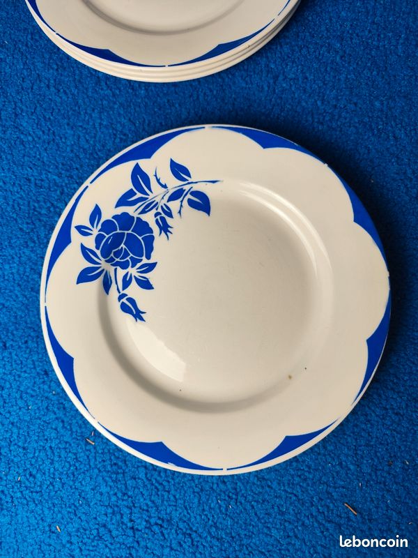 Lot de 6 assiettes Sarreguemines Corsica – faïence vintage bleu – années 50/60 (image 7)
