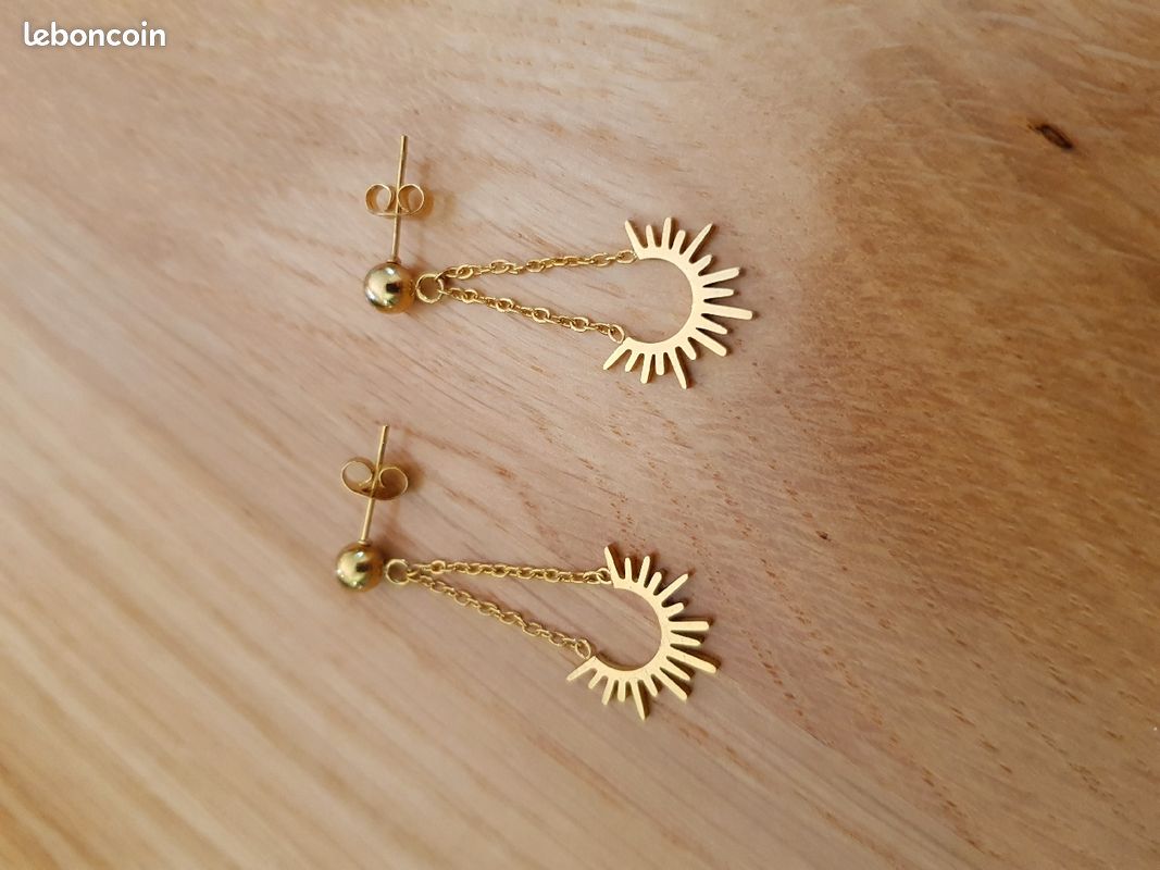 Boucles d'oreilles chics et tendances inox doré (image 3)