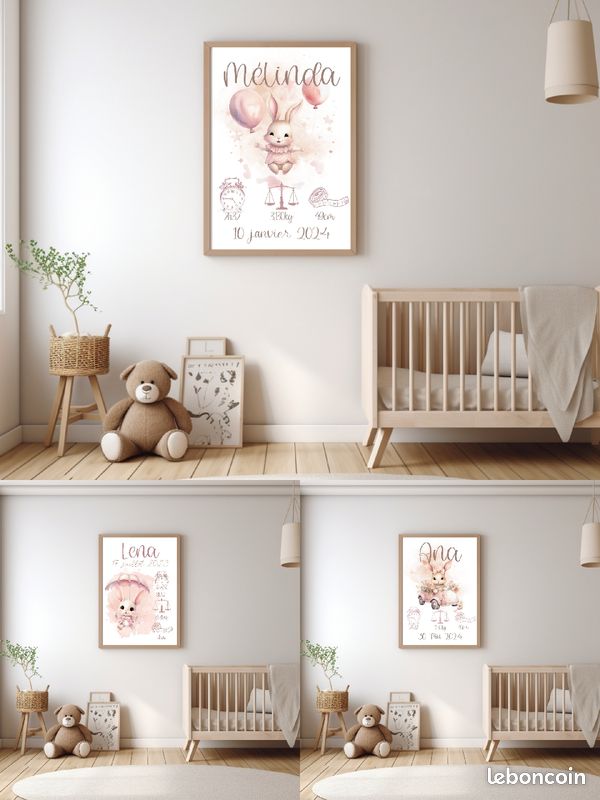 Affiche naissances personnalisé collection lapin (image 3)