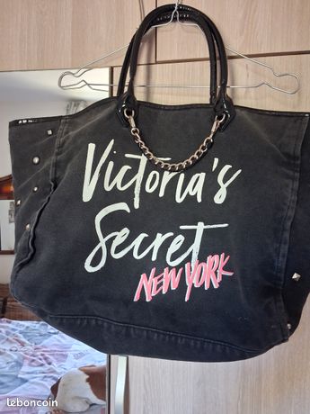Grand Sac Cabas Victoria's Secret Rose Noir - Texte Cursif, Rose, Neuf Avec étiquettes