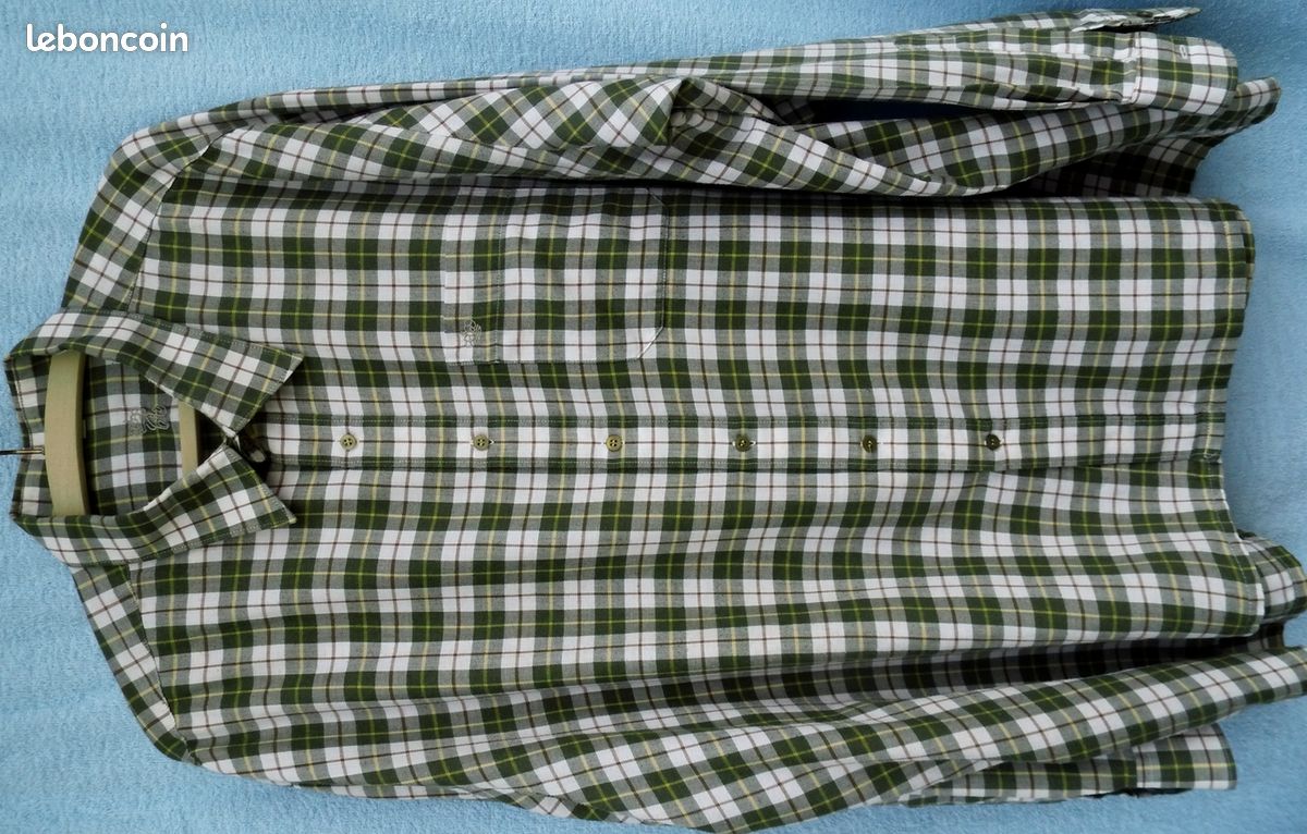 Chemise à carreaux col 48 XXXL vert (image 1)