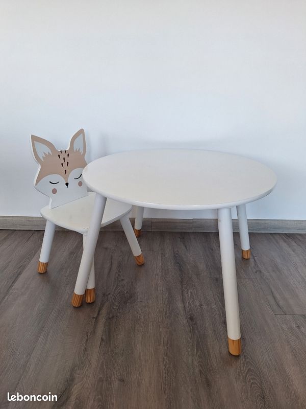 Chaise Enfant Renard Atmosphera - Design Mignon En Bois Blanc Pour Chambre D'Enfant