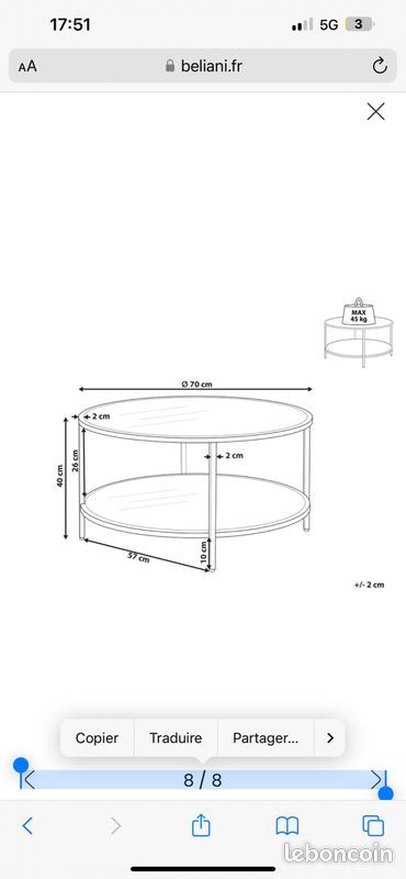 Table basse beliani « neuve » (image 2)