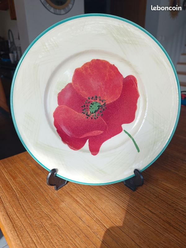 Grande assiette coquelicot Lunéville (image 1)