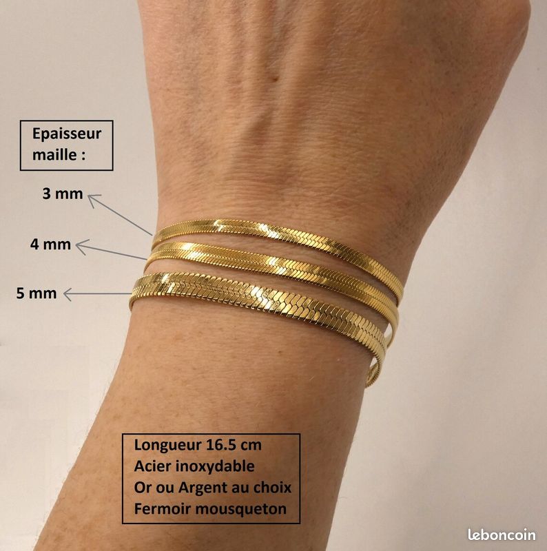 Bracelet serpentine doré en acier inoxydable 316L pour femme - Tendance