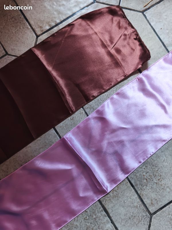 Lot de 110 rubans de chaise en tissu satiné – Rose et marron (image 2)