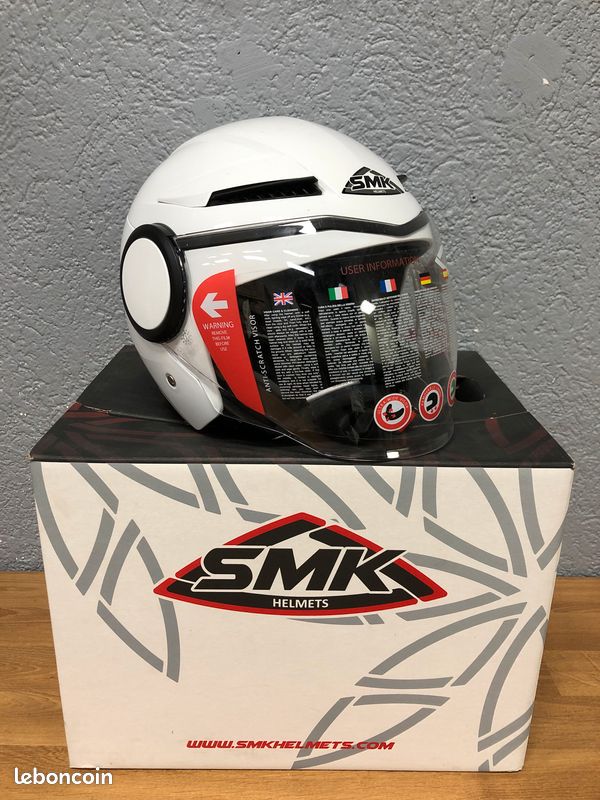 Casque jet SMK Stream blanc brillant – Taille XS (54 cm) – Neuf (image 1)
