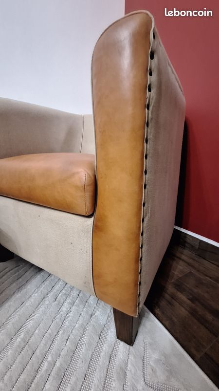 Fauteuil bi matière cuir Maisons du monde (image 6)