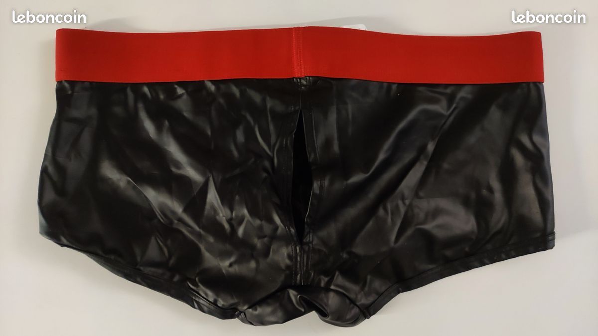 Boxer Homme Effet Cuir PU Humide (Wet Look) - Noir - Taille M à 2XL - Neuf étiqueté