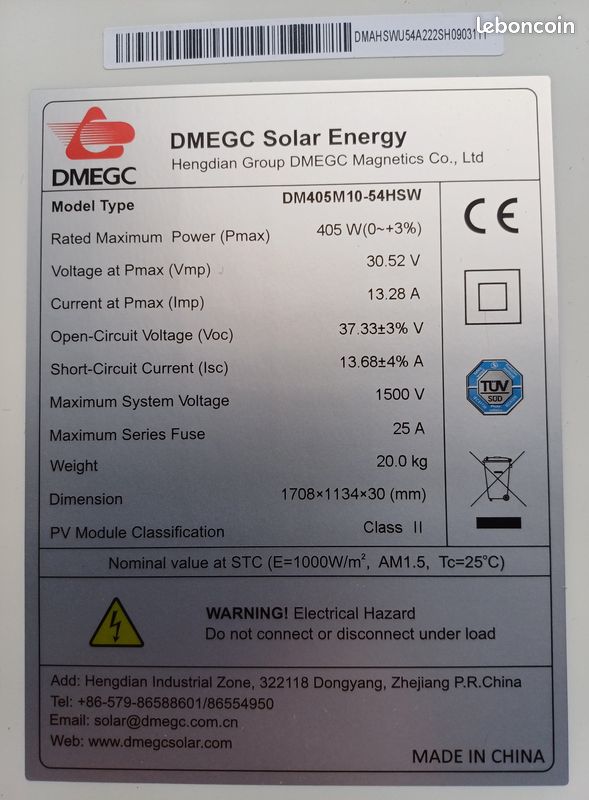 Panneaux Solaires DMEGC 405W Neufs (image 3)