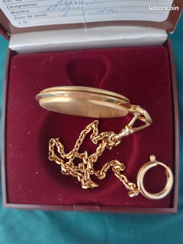 CHAÎNE DE MONTRE à GOUSSET Or Blanc et Jaune 18 k - 8,6 gr - 39,5 cm EUR 182,00 - FR