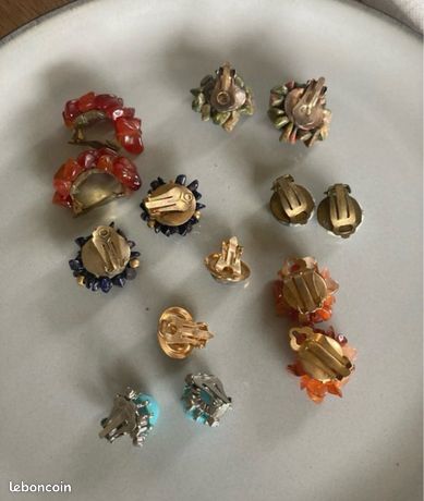 Lot De 2 Boucles D'oreilles Clips - Occasion - Sans Marque - Bijou Fantaisie
