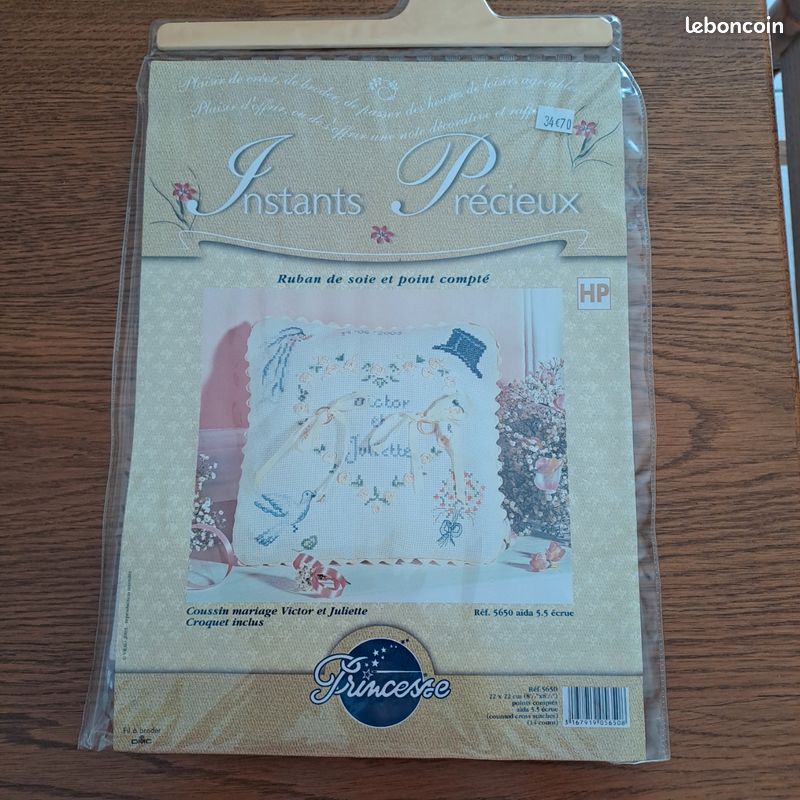 Kit de coussin à broder - Coussin de mariage - Poudré - Princesse
