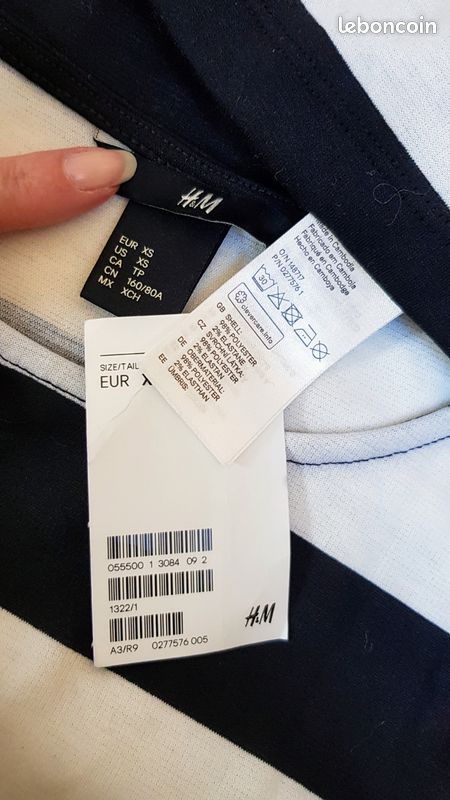 Robe D'été Patineuse H&M Taille 10 - Rayures Marine Et Blanc, Stretch, Neuve Avec étiquettes