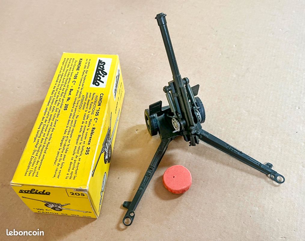Le canon de 105 mm sur roues en miniature Solido série 200 avec boite jaune