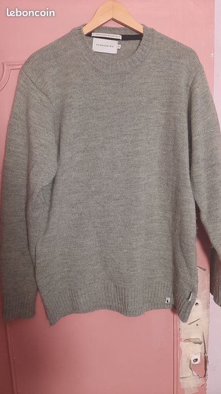 Pull Femme Peregrine XXL - 100% Laine - Gris Bleuté - Motif Câble - 1/4 Zip - Occasion Parfait état