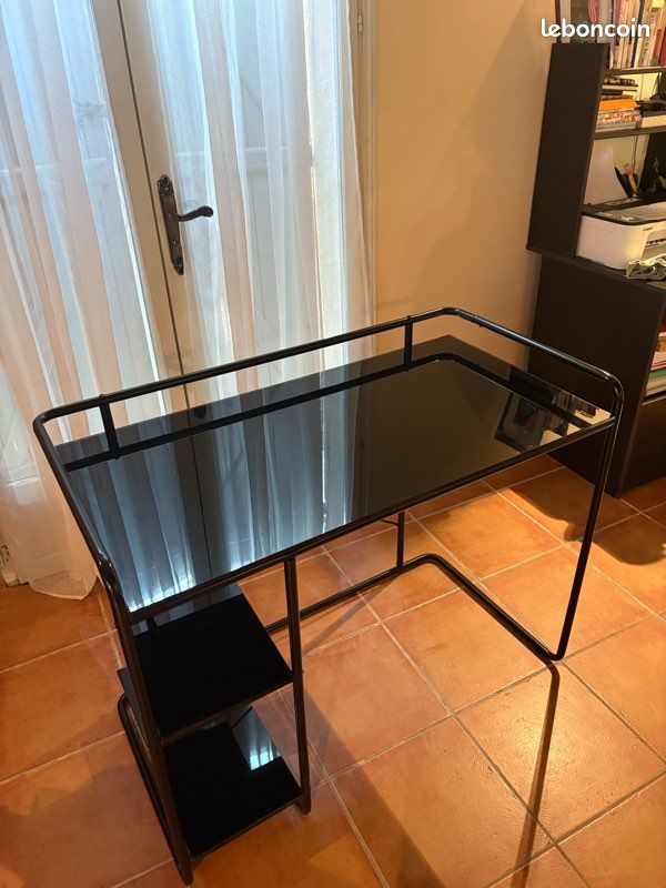 Bureau noir verre et métal (image 3)