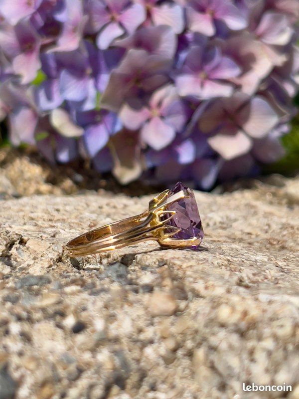 Bague Dolly-Bijoux T58 – Améthyste Lavande & CZ, Plaqué Or 18K, Femme, Joaillerie – Neuve Avec étiquettes
