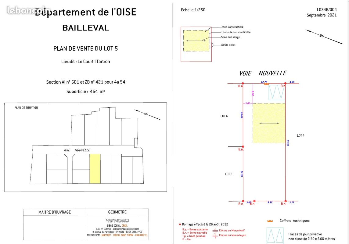 Terrain a batir viabilise · à Bailleval · 81 000 €