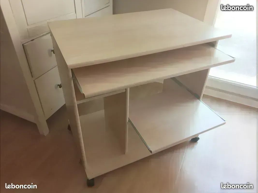 Bureau 80x50 roulette étagère coulissante (image 1)