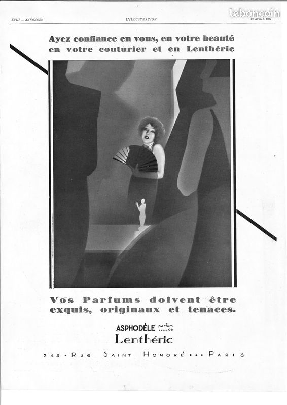 ❇️ ️💄👩⚖️🌸. "Asphodèle" de Lenthéric 🇫🇷🇬🇧 1929 ✦ Publicité originale ✦ (image 1)
