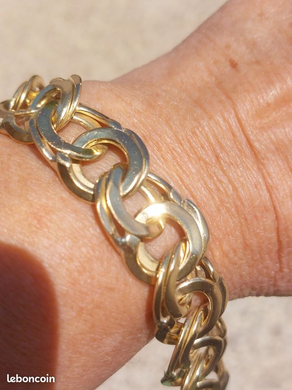 Gourmette Vintage Chromée DOMREMY – Blason Armorié – État Occasion Bon – Bracelet Homme/femme
