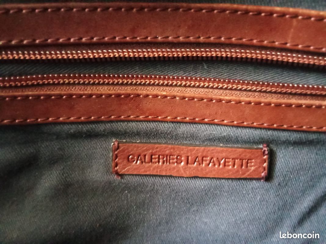 Sacoche bicolore cuir et toile (image 5)