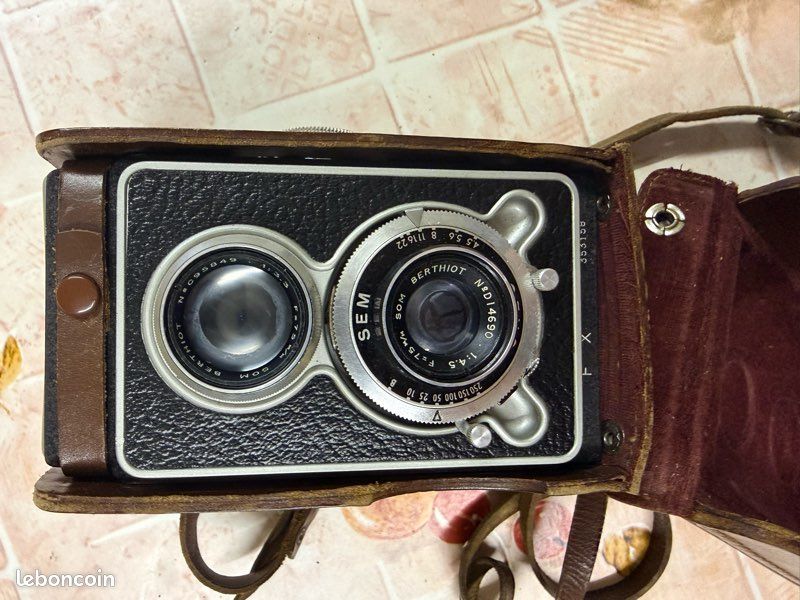 Appareil photo ancien Semflex Reflex bi-objectif Vintage avec étui - Photo, audio & vidéo