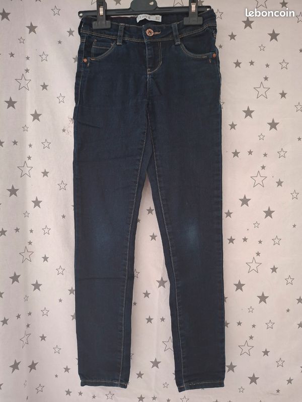 Jeans skinny bleu marine réglable 10 ans Okaïdi (image 1)