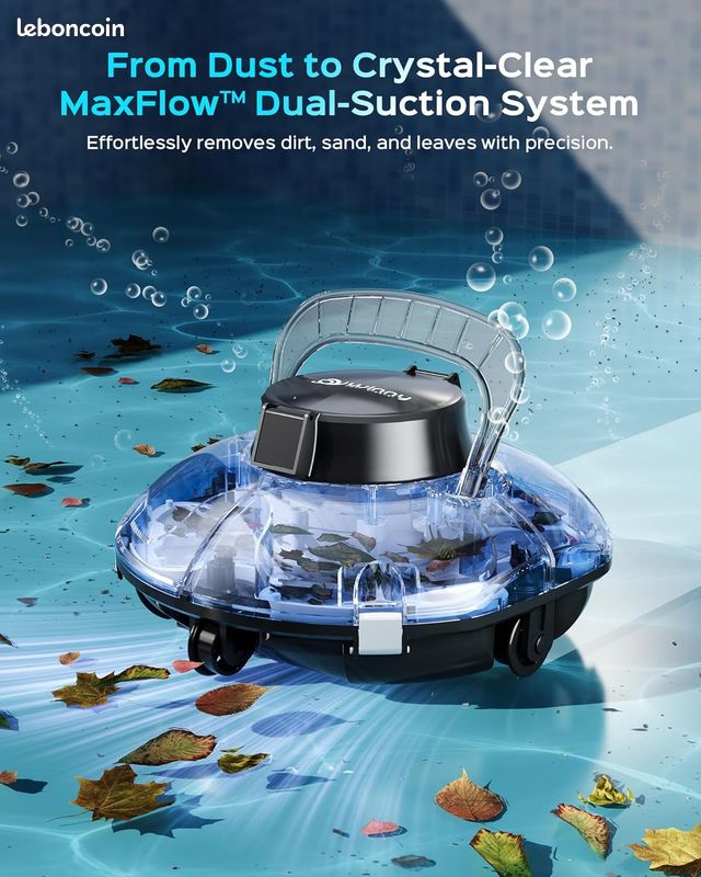 POOL CLEANER Robot Piscine, Aspirateur Piscine Sans Fil Avec Batterie 120 Min Autonomie Double Moteur Led Filtre 180 M Vert Noir A 97408884