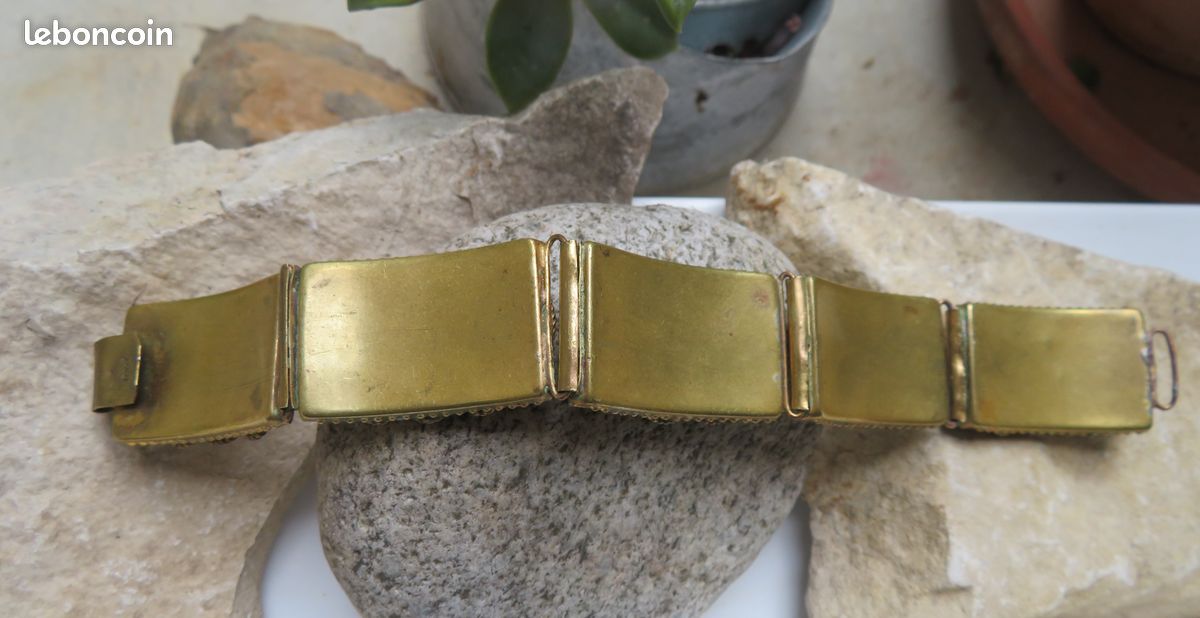 Ancienne Boucle-fermoir De Bracelet En Micro-mosaïque - Laiton Et Verre (occasion)