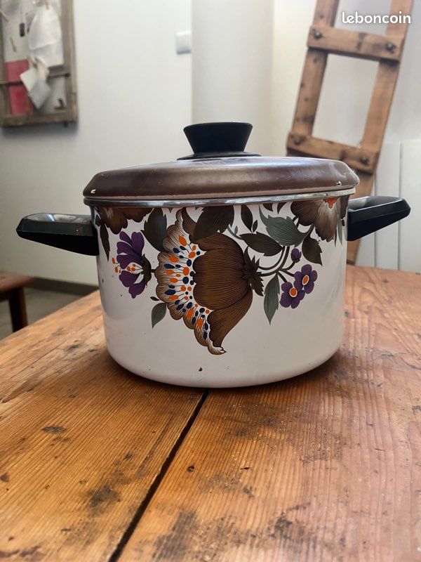 5 ANCIENNE CASSEROLE METAL EMAILLE Vintage Plat Marmite Cocotte Fonte Old Deco EUR 29,90 - FR