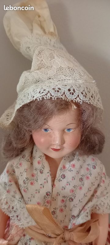 ANCIEN POUPEE PETITCOLLIN PARISETTE ROBE CHAUSSURE CELLULOID