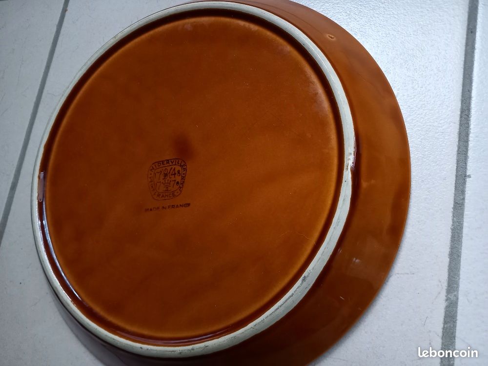 Lot Vaisselle Vintage Arcopal Orange - Assiettes à Dessert, Plat Et Tasses En Céramique