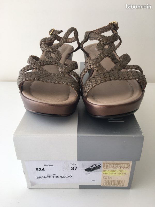 Sandales tressées Cuir Bronze 37 Neuves (image 13)