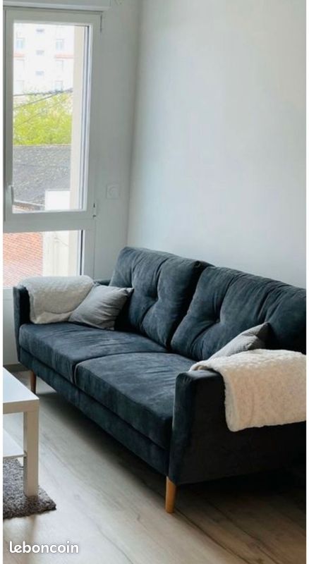 Canapé 3 Places Scandinave Miliboo – Vert, Tissu Déhoussable – Excellent état